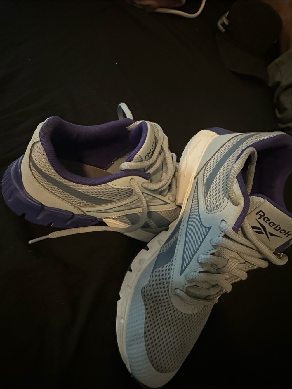 Reebok Women’s Light Gray and Purple Athletic Sneakers